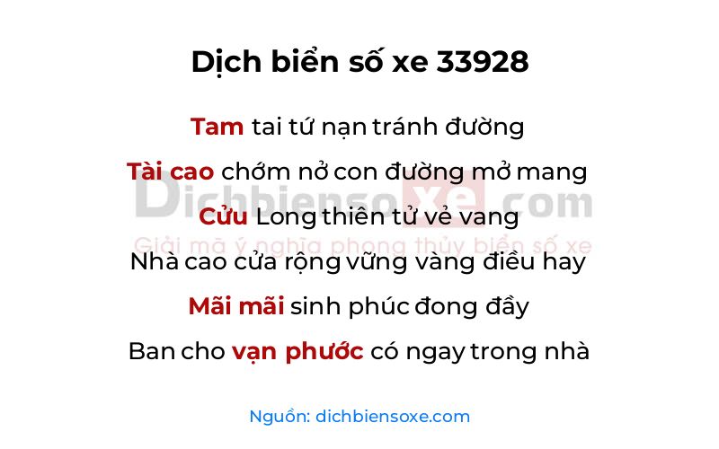 Dịch thơ biển số 33928