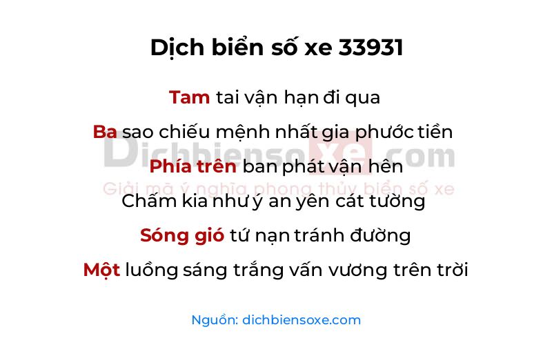 Dịch thơ biển số 33931