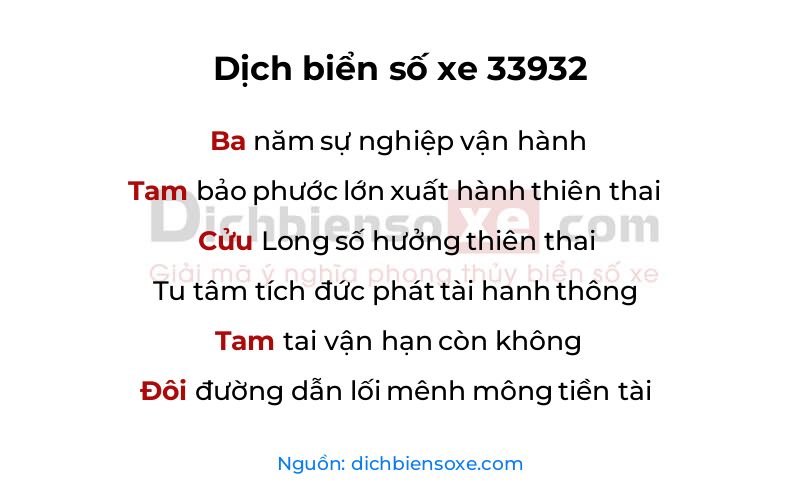 Dịch thơ biển số 33932