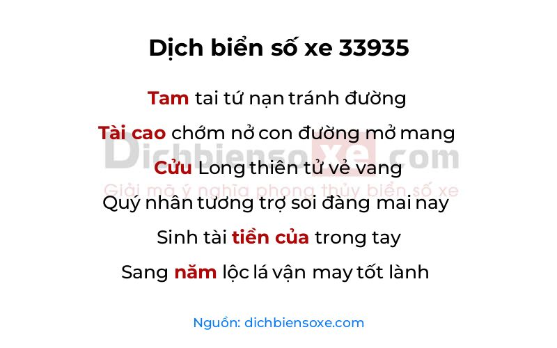 Dịch thơ biển số 33935