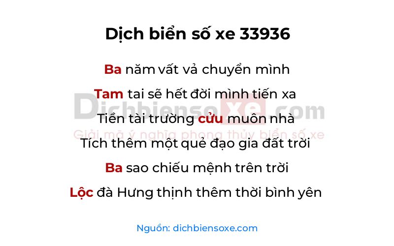 Dịch thơ biển số 33936