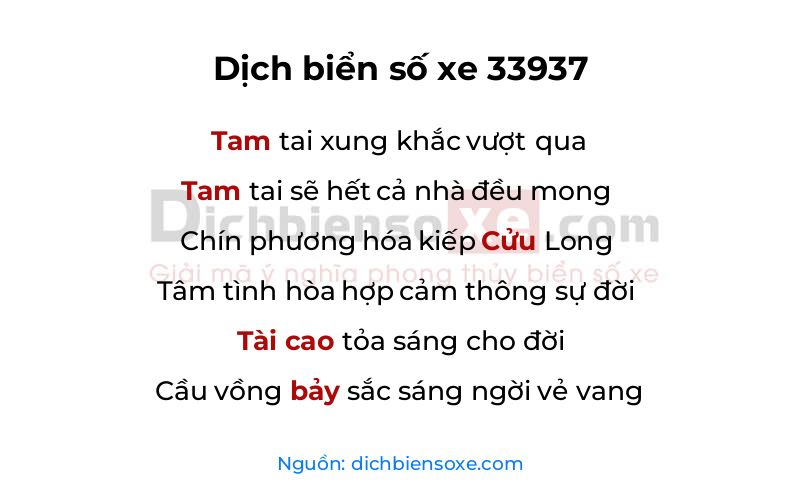 Dịch thơ biển số 33937