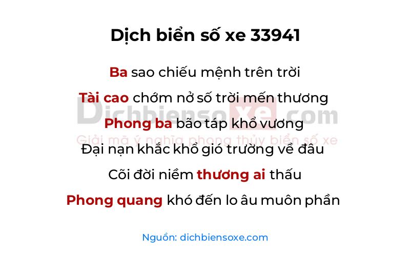 Dịch thơ biển số 33941
