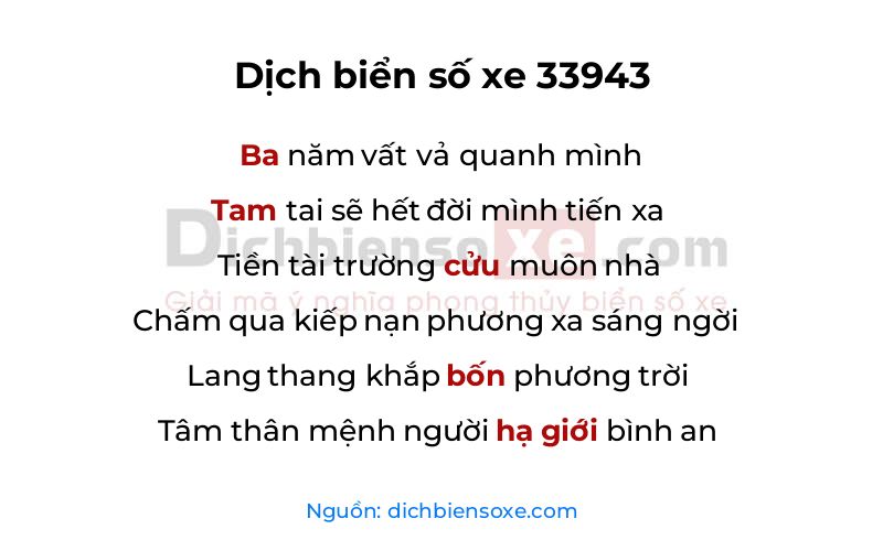 Dịch thơ biển số 33943