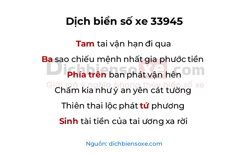 Dịch thơ biển số 33945