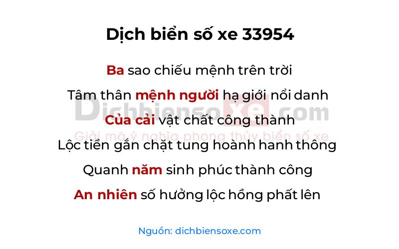 Dịch thơ biển số 33954