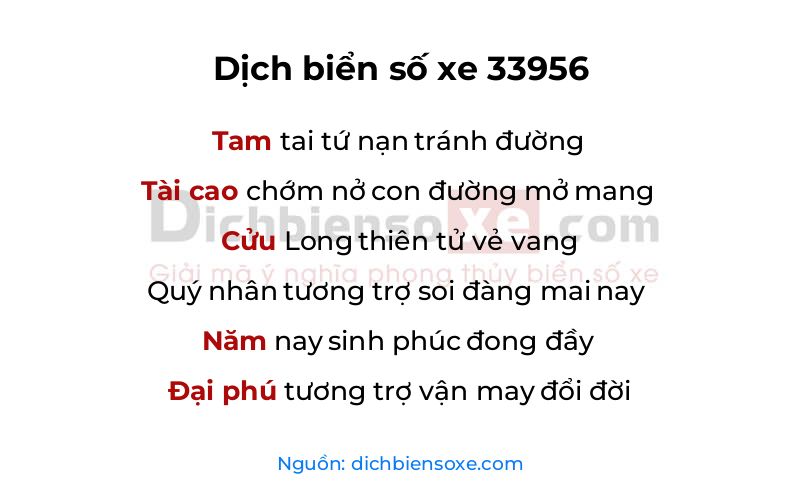 Dịch thơ biển số 33956