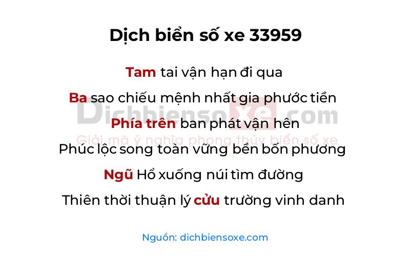 Dịch thơ biển số 33959