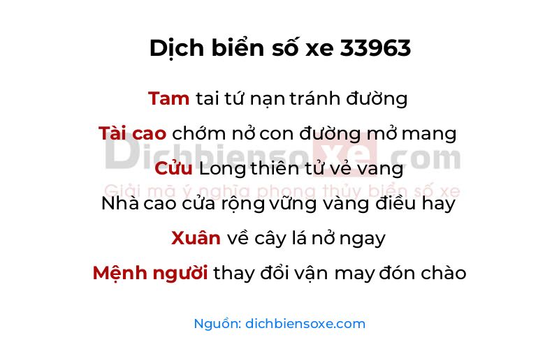 Dịch thơ biển số 33963