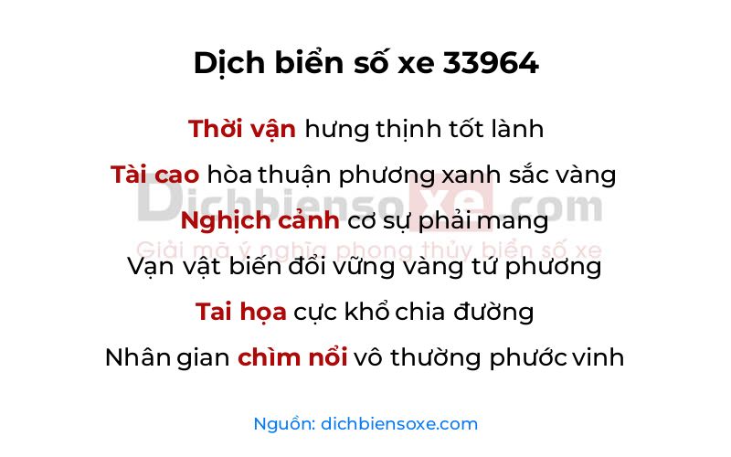 Dịch thơ biển số 33964