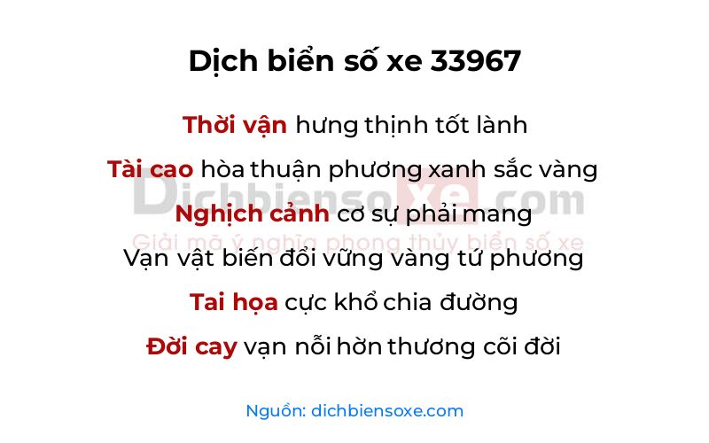 Dịch thơ biển số 33967