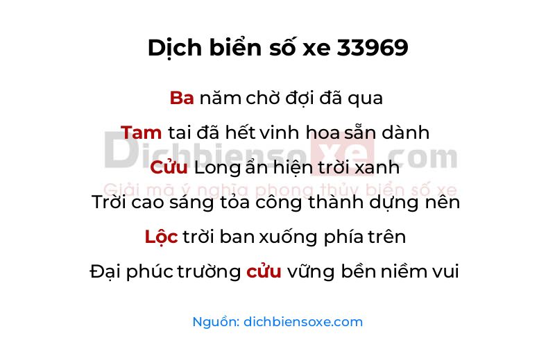 Dịch thơ biển số 33969