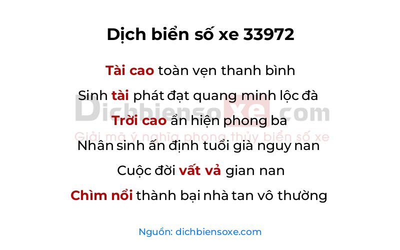 Dịch thơ biển số 33972