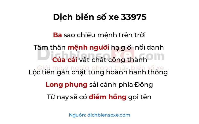 Dịch thơ biển số 33975