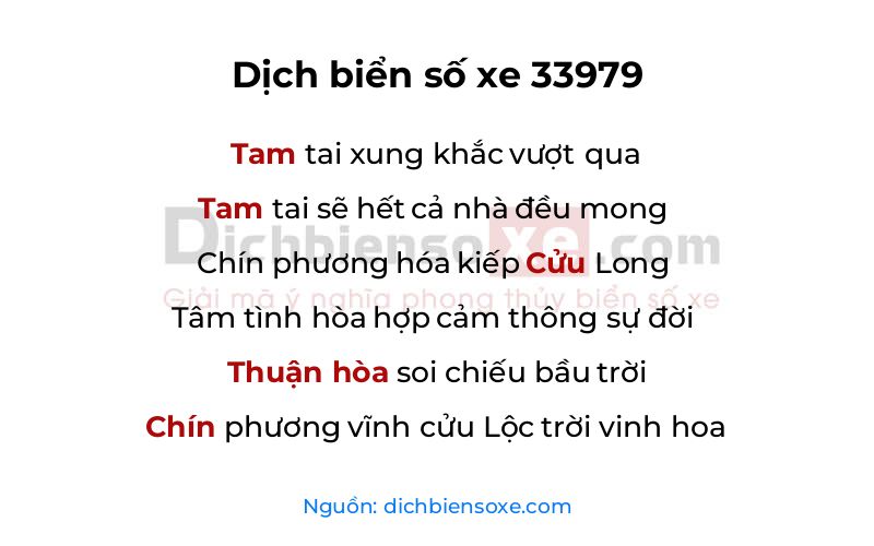 Dịch thơ biển số 33979