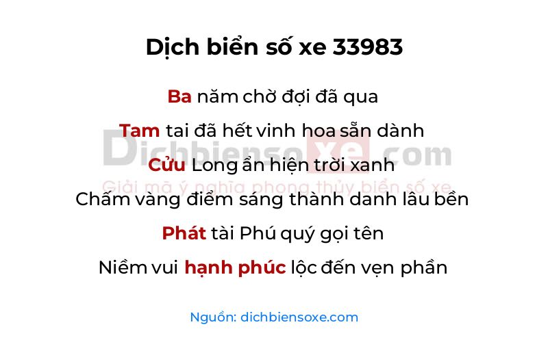 Dịch thơ biển số 33983