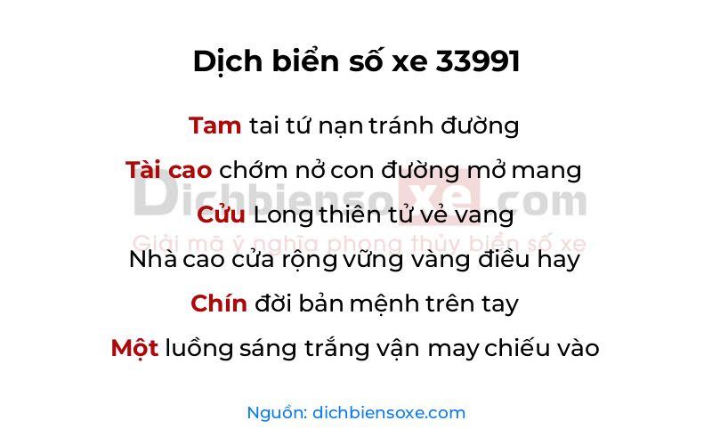 Dịch thơ biển số 33991