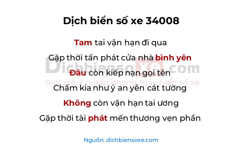 Dịch thơ biển số 34008