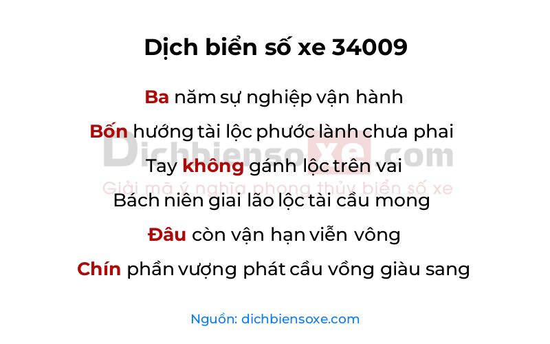 Dịch thơ biển số 34009