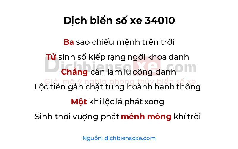 Dịch thơ biển số 34010