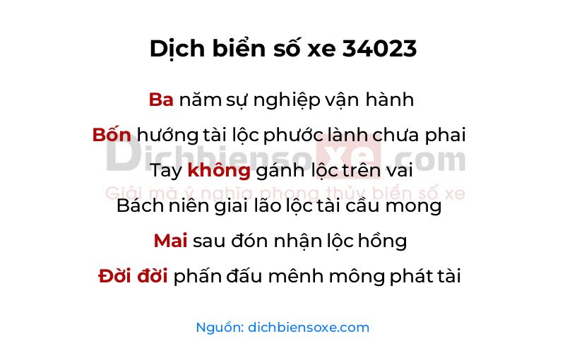 Dịch thơ biển số 34023