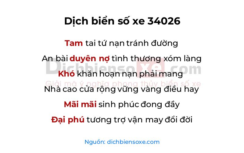 Dịch thơ biển số 34026