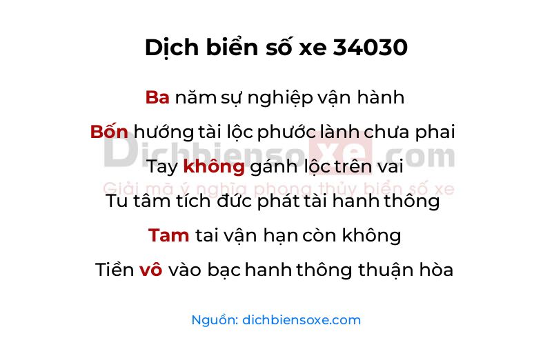 Dịch thơ biển số 34030