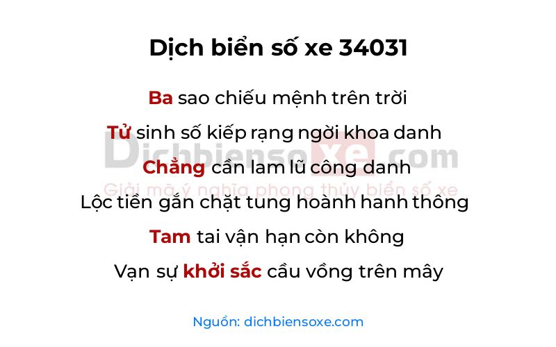 Dịch thơ biển số 34031