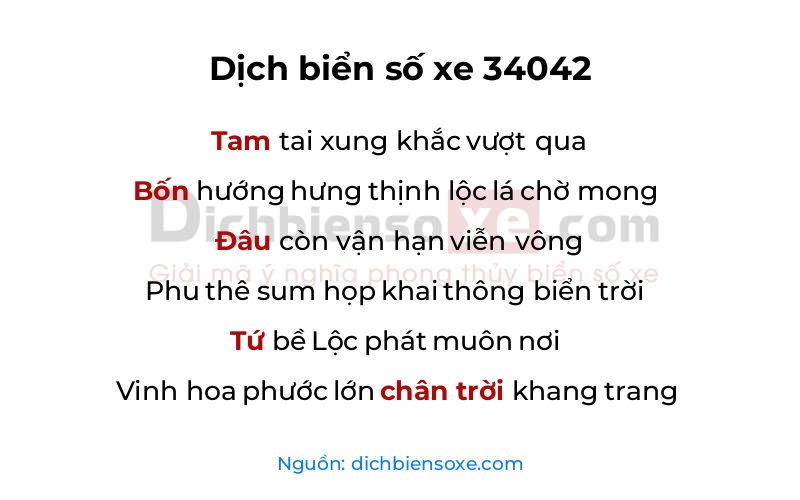 Dịch thơ biển số 34042