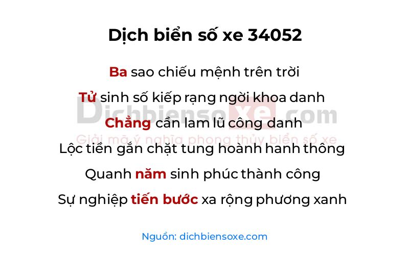 Dịch thơ biển số 34052