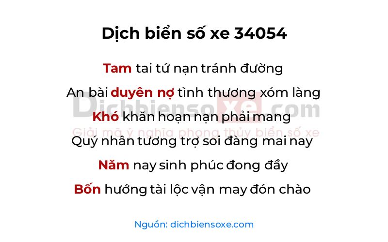 Dịch thơ biển số 34054