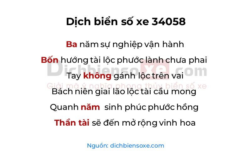 Dịch thơ biển số 34058