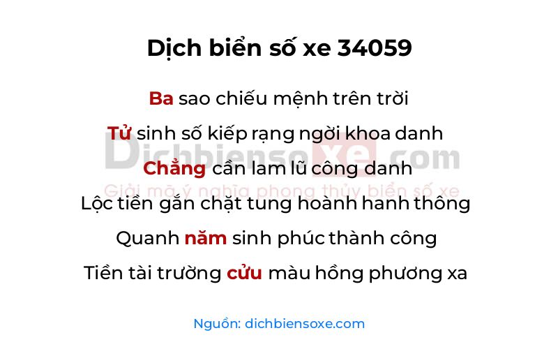 Dịch thơ biển số 34059