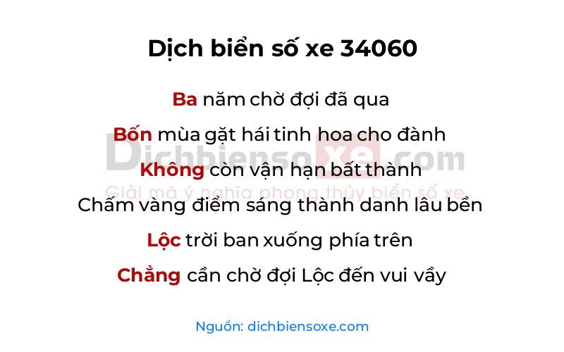 Dịch thơ biển số 34060