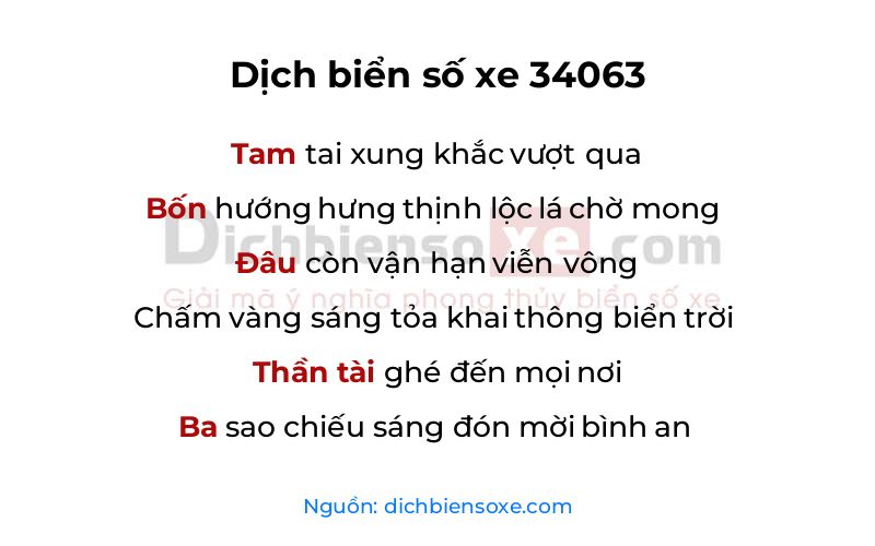 Dịch thơ biển số 34063
