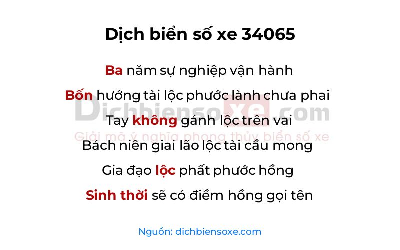 Dịch thơ biển số 34065