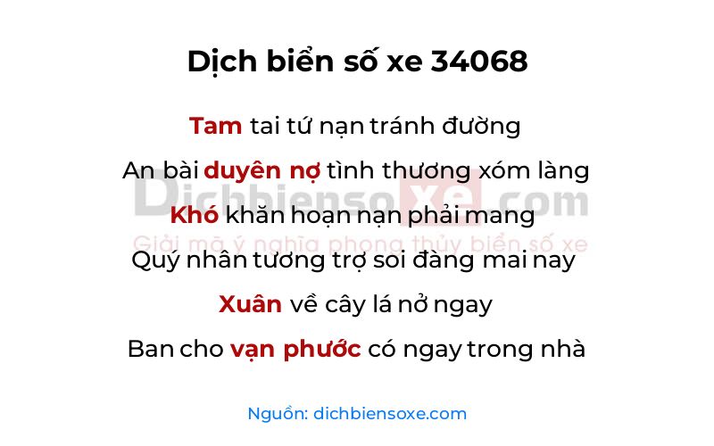 Dịch thơ biển số 34068