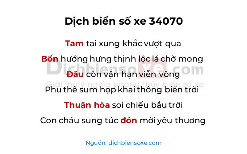 Dịch thơ biển số 34070