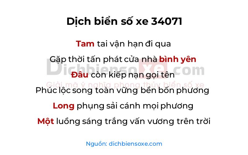 Dịch thơ biển số 34071