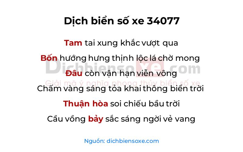 Dịch thơ biển số 34077