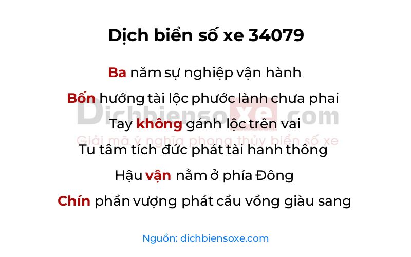 Dịch thơ biển số 34079