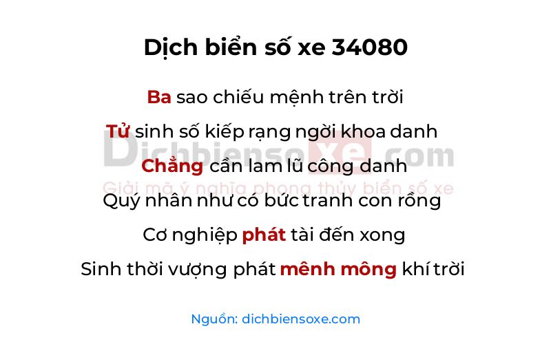 Dịch thơ biển số 34080