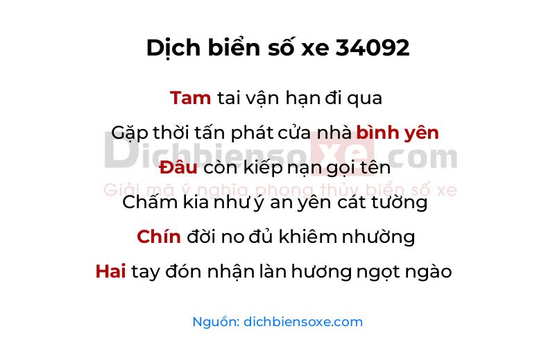 Dịch thơ biển số 34092