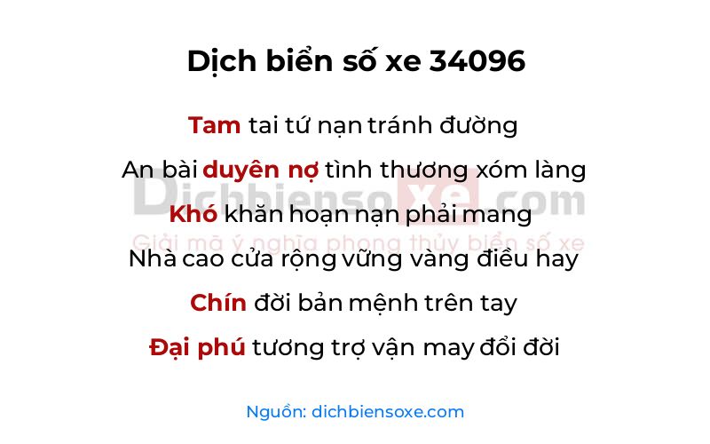 Dịch thơ biển số 34096