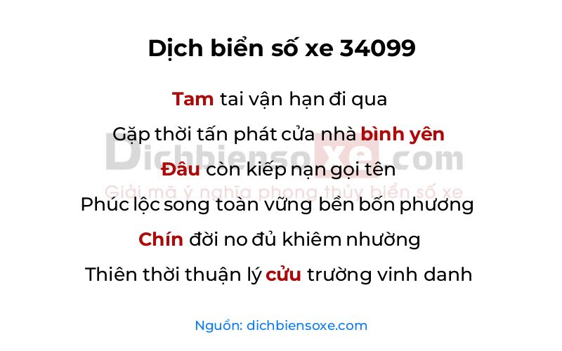 Dịch thơ biển số 34099