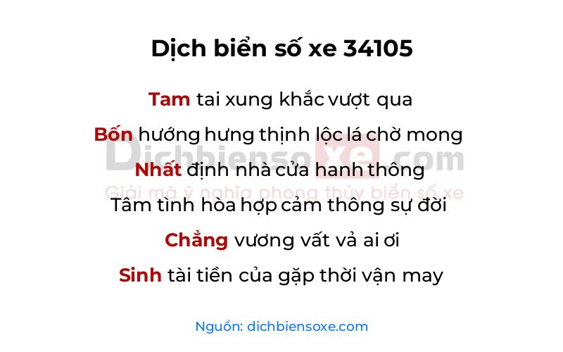 Dịch thơ biển số 34105