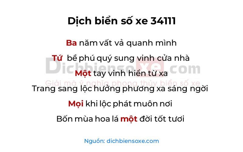 Dịch thơ biển số 34111