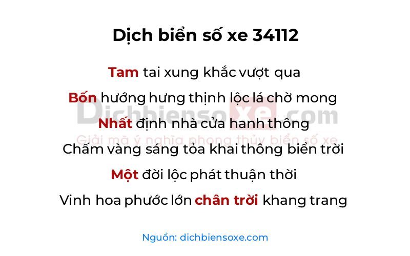 Dịch thơ biển số 34112