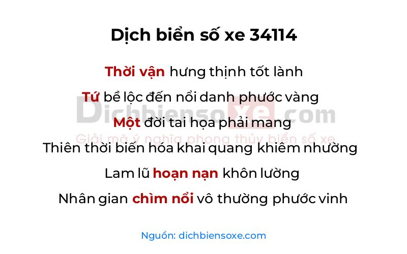 Dịch thơ biển số 34114