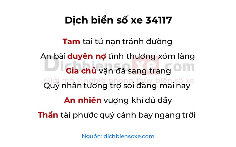 Dịch thơ biển số 34117